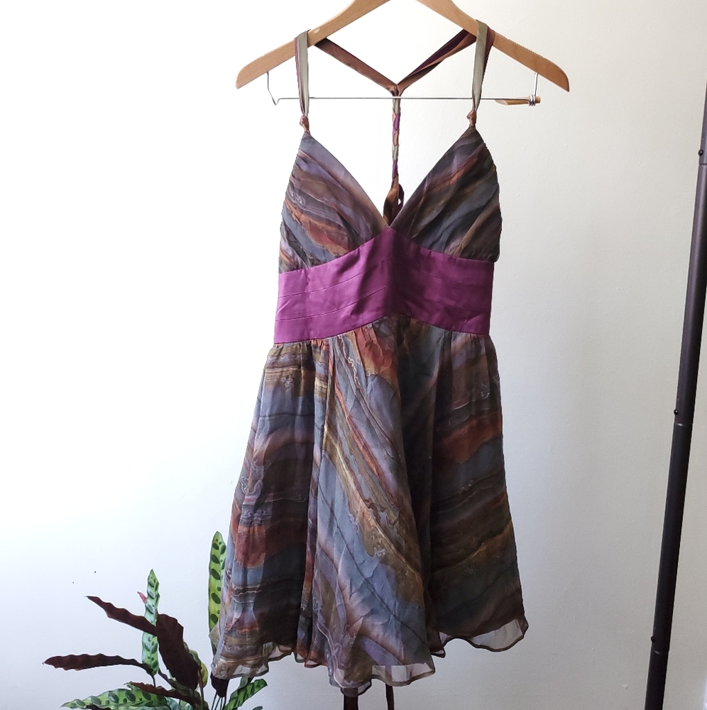 LaRok Watercolor Halter Party Dress NWOT Sz L
